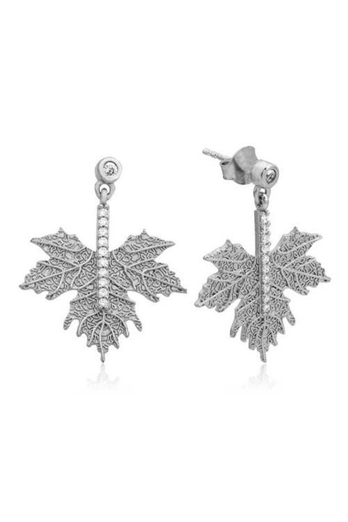 Gümüş Çınar Yaprağı Küpe