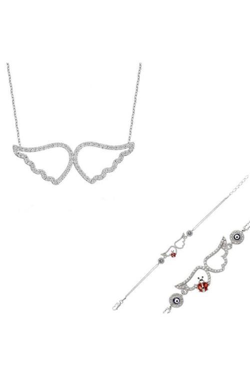 Gümüş Melek Kanadı Bayan Set