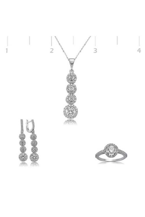 Gümüş Sıralı Dört Taş Set