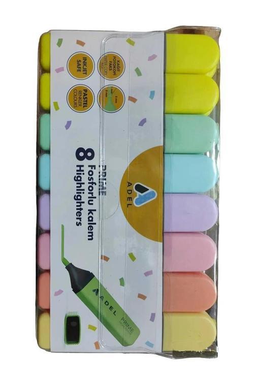 Pastel Fosforlu Kalem 8 Li 1 Paket İşaretleme Kalemi 8 Renk Pastel Fosforlu Renkler Turkuaz Turuncu Sarı Lila Pembe Yeşi