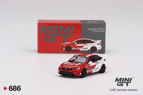 1:64 Honda Civic Type R #1 2023 Pace Car Red Model Araba