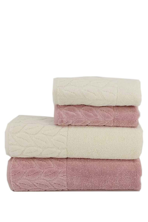 Hazal 4Lü Banyo Havlu Takımı Krem/Lila