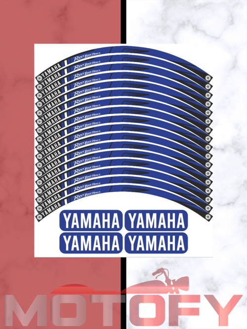 YAMAHA MOTOSİKLET JANT ŞERİDİ TAKIMI MAVİ-BEYAZ