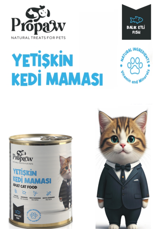 Kedi Balıklı Yaş Mama Konserve Jöleli Premium Parça Etli Yemek Besleyici Tahılsız Temiz İçerik 