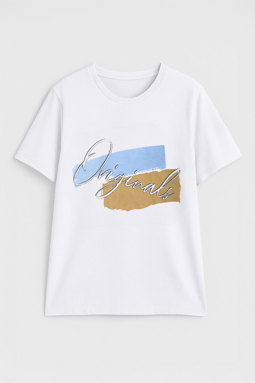 Erkek %100 Pamuk Bisiklet Yaka Baskılı Lacivert T-shirt