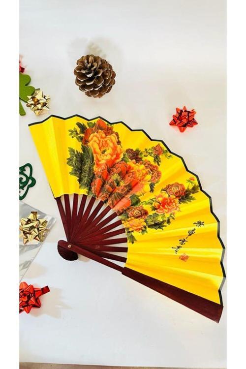 - Dantelli Yelpaze Kesesi ile Kaliteli Bambu Çiçek Desenli Şık Japon Yelpaze Lüks Özel Tasarım