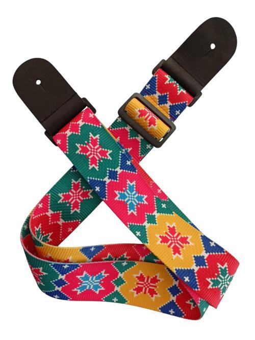 Rj200-C3 Gitar Askısı Deluxe Teal Guitar Strap Deri Başlıklı 2 Katlı