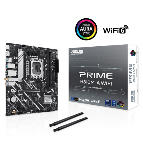 PRIME H810M-A WIFI, 2xDDR5, 2x M.2, HDMI, DP, Wi-Fi 6, Bluetooth 5.3, Intel Core Ultra CPU(Seri 2), LGA1851 Soket,