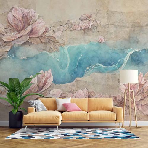 Soft Pembe Gül Desenli Duvar Kağıdı