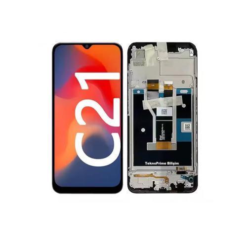 Oppo Realme C21 2021 ile Uyumlu Lcd Ekran Dokunmatik Çıtalı Rmx3063 Rmx3061