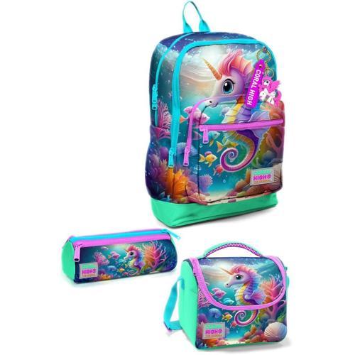 Desenli Okul Çantası Beslenme Kalemlik 3lü Set 23772