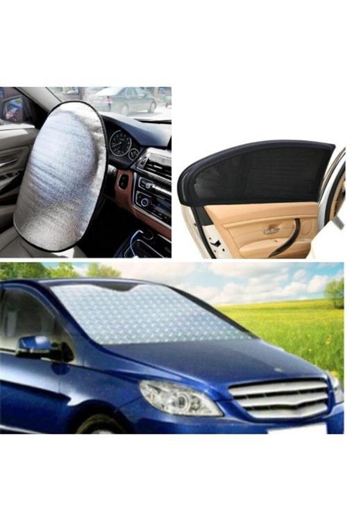 Araç Direksiyon Güneşliği Yan Cam Öncam Güneşlik 3 Lü Set