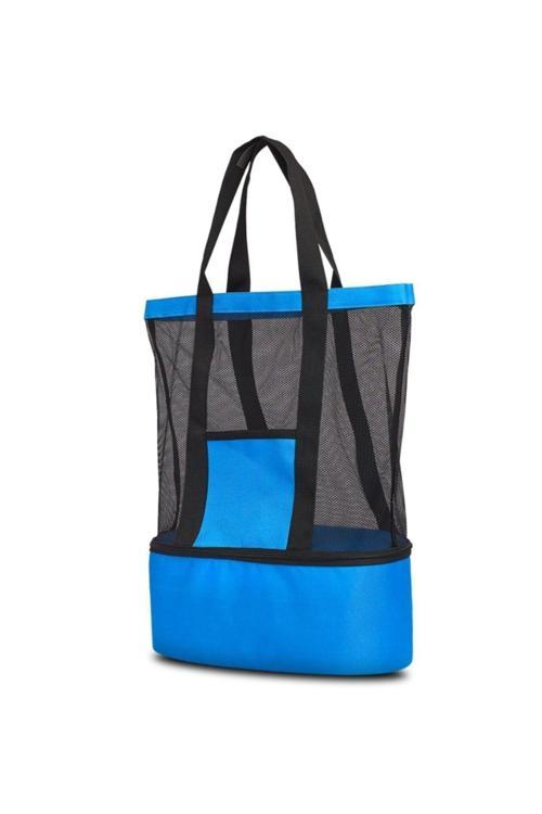 Plaj Çantası Soğutuculu Deniz Kamp Spor Soğuk Sıcak Tutan Tutucu Outdoor Çanta Mavi