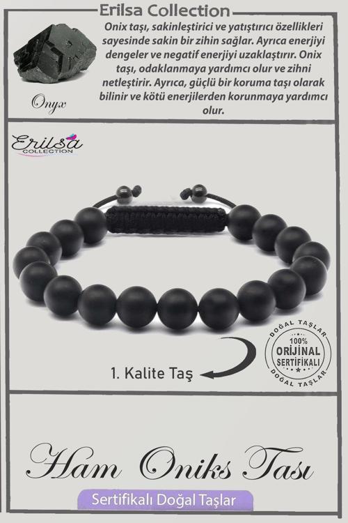 Sertifikalı Ham İşlenmemiş AAA+ Kalite Gerçek Oniks Taşı Bileklik