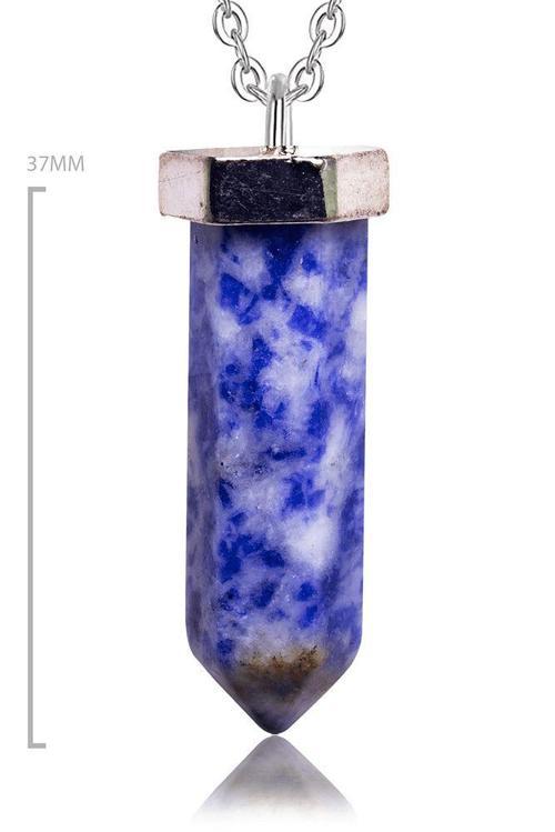Sertifikalı Gerçek Çivi Model Doğal Lapis Lazuli Taşı Kolye - Tel Sargılı