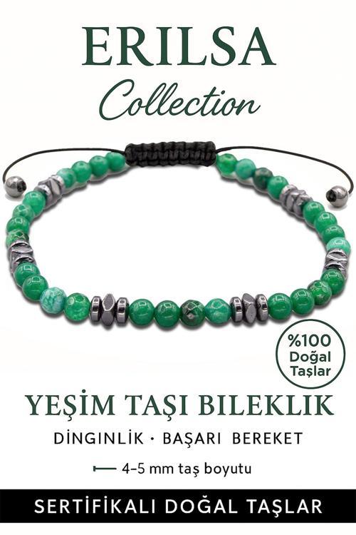 Sertifikalı Terahertz – Fasetli Yeşim Taşı Bileklik (İnce Model) – Şans, Canlılık ve Denge Taşı