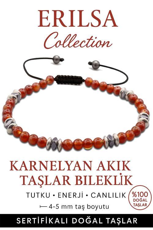Sertifikalı Terahertz – Karnelyan Akik Taşı Bileklik (İnce Model) – Tutku, Enerji ve Yaşam Gücü Taşı