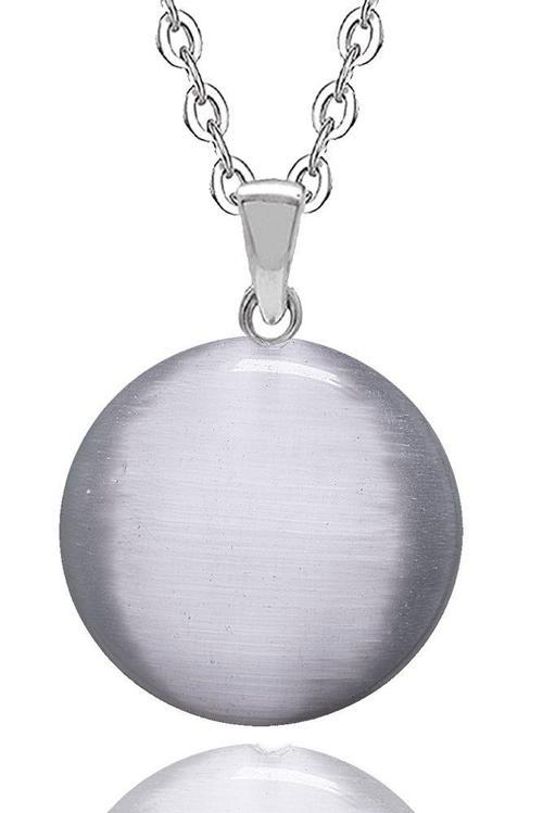 Sertifikalı Yuvarlak Doğal Gri Akik Taşı Kolye