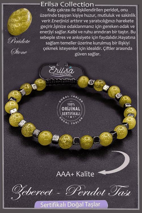 Sertifikalı AAA+ Kalite Gerçek Terahertz - Zebercet - Peridot Taşı Bileklik