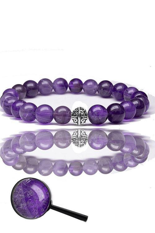 Sertifikalı Gerçek Ametist Taşı Bileklik - Gümüş Aparatlı