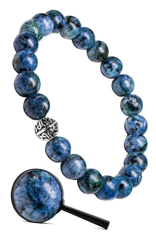 Sertifikalı Gümüş Aparatlı Doğal Azurit Taşı Bileklik