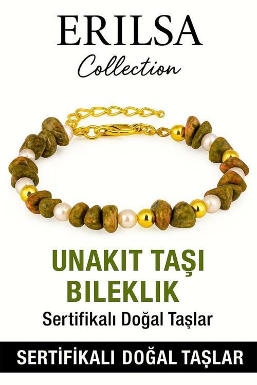 Sertifikalı İnci ve Unakit Taşı Bileklik – Denge ve Canlılık Enerjisi