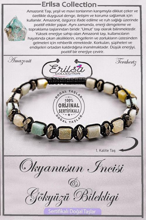 Sertifikalı Küp Model AAA+ Kalite Doğal Amazonit Taşı - Duygusal Denge İletişim Denge Bilekliği
