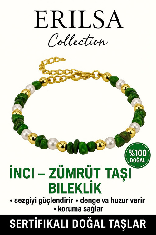 Sertifikalı İnci ve Zümrüt Taşı Bileklik – Sezgi ve Denge