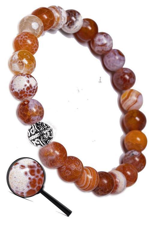 Sertifikalı Aaa Kırmızı Beyaz Tibet Akik Taşı Bileklik (gümüş Aparat)