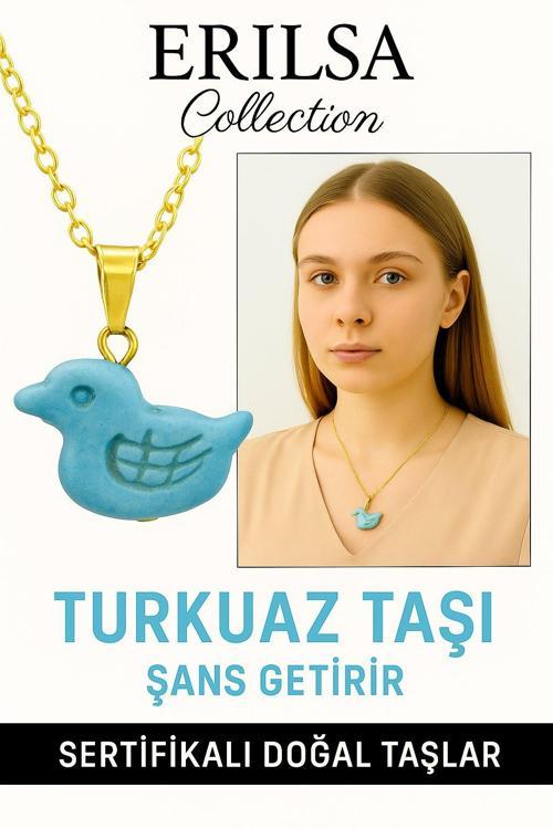 Sertifikalı Kuş Model Firuze - Turkuaz Taşı Kolye – Enerji, Güç ve Ruhsal Denge Taşı