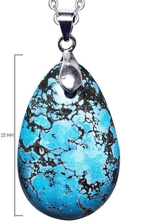 Sertifikalı Oval Kesim Doğal Turkuaz Firuze Taşı Kolye