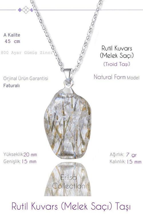 Sertifikalı Tımbıl Model Rutil Kuvars Taşı Kolye (Melek Saçı)