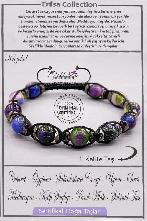 Sertifikalı AAA+ Kalite Gerçek Terahertz - Krizokol Taşı Bileklik - Ayarlamalı