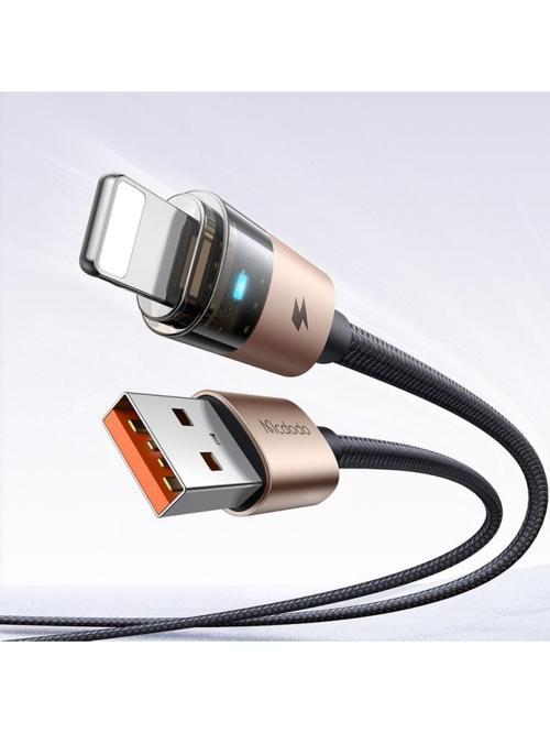 CA-6911 3A Işıklı Usb iPhone Şarj Data Kablosu 1.2m Siyah