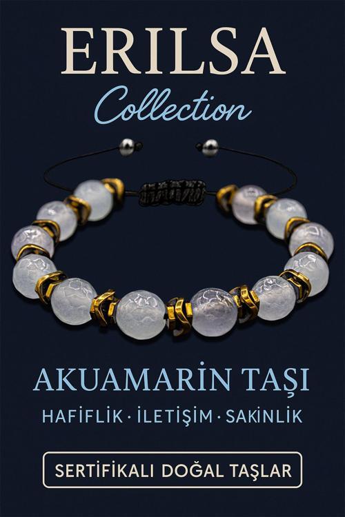 Sertifikalı Fasetli Hematit & Akuamarin Taşı Bileklik – Sakinlik, Güç ve Zihinsel Netlik