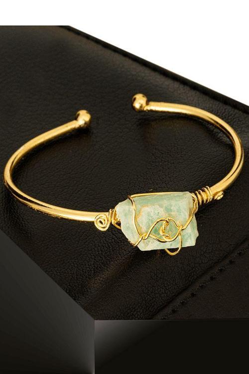 Sertifikalı Kelepçe Model Ayarlamalı Aaa Amazonit Taşı Bileklik - Kararmaz