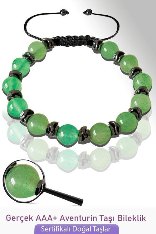 Sertifikalı Gerçek Aventurin Taşı Bileklik - Ayarlamalı