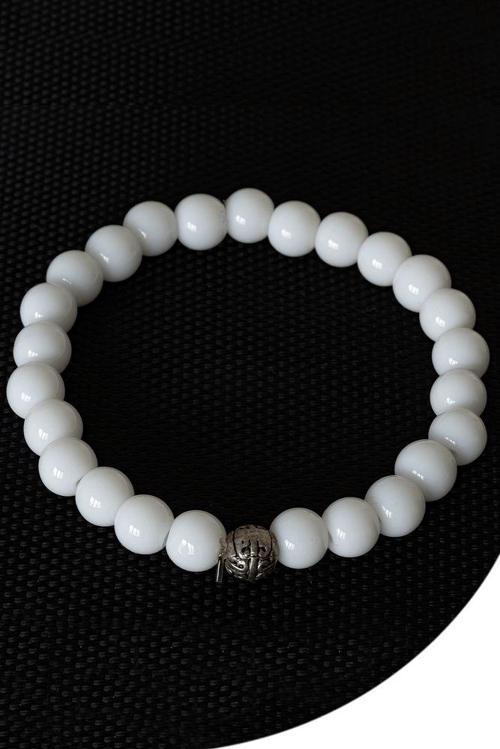 Sertifikalı Boyasız Beyaz Mercan Taşı Bileklik (Gümüş Aparatlı)