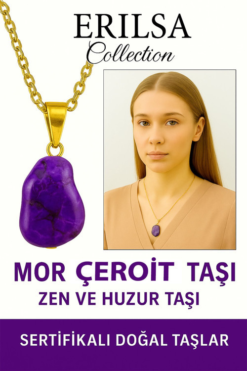 Sertifikalı Ham İşlenmemiş Mor Çeroit Taşı Kolye – Ruhsal Şifa, Denge ve Dönüşüm Taşı
