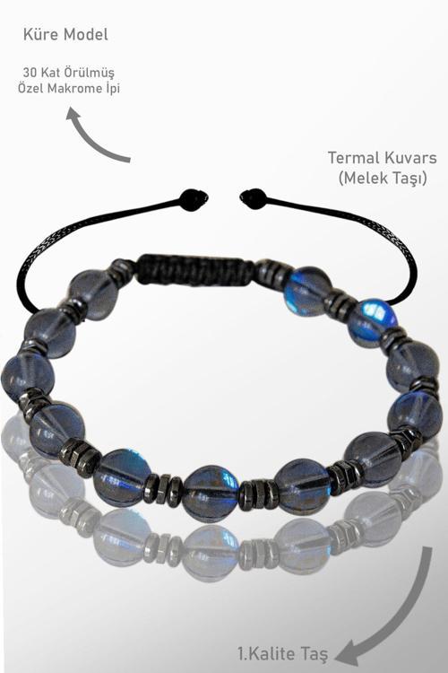 Sertifikalı Gerçek Gri Hidro Termal Kuvars Taşı Bileklik