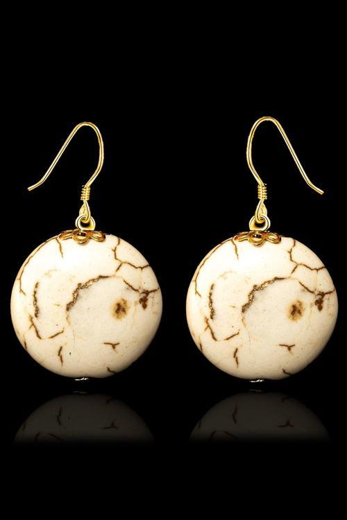 Sertifikalı Oval Model Havlit Taşı Küpe - 24k Altın Kaplama