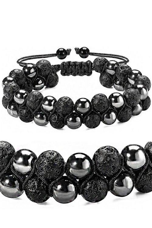 Sertifikalı Doğal Hematit Volkan Lav Taşı Bileklik