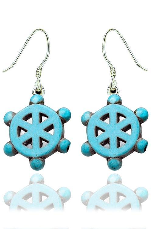 Sertifikalı Gemi Dümeni Firuze Taşı Küpe (Turkuaz Taşı)