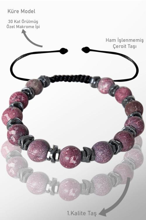 Sertifikalı Ham İşlenmemiş Hematit - Çeroit Taşı Bileklik - Ayarlamalı