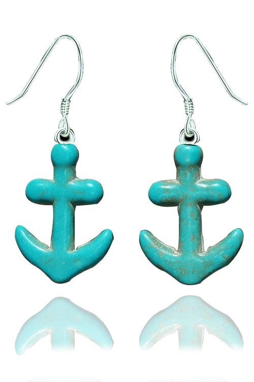 Sertifikalı Çapa Model Gerçek Firuze Taşı Küpe (Turkuaz Taşı)