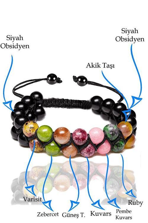 Sertifikalı Aslan Burcu Doğal Taş Bileklik - Makrome