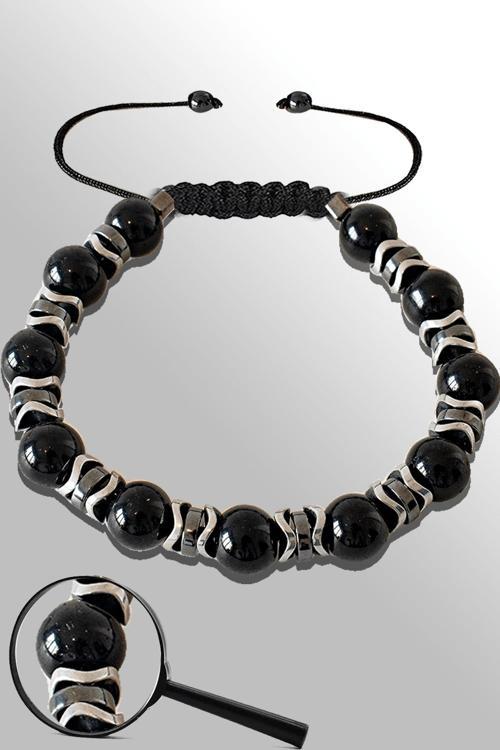 Sertifikalı Silver Hematitli 8 Mm Doğal Siyah Turmalin Taşı Bileklik
