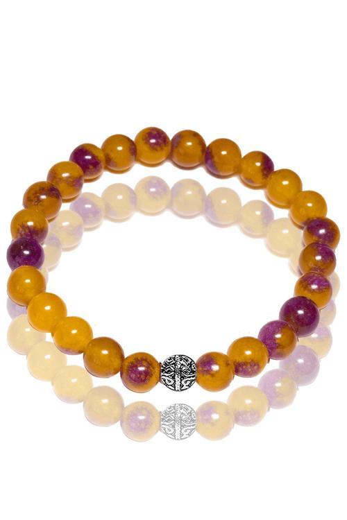 Sertifikalı Sarı - Mor Kuvars Taşı Bileklik - Gümüş Aparatlı