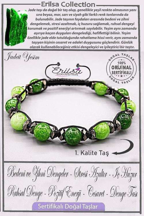 Sertifikalı AAA+ Kalite Gerçek Orijinal Yeşim Taşı Bileklik - Ayarlamalı