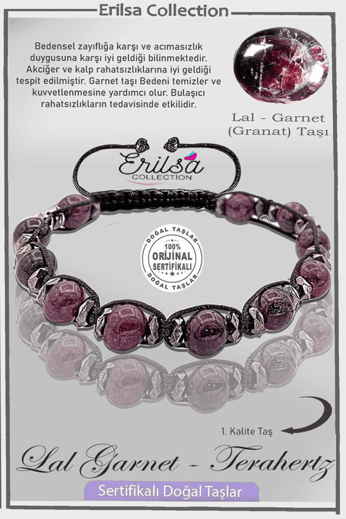 Sertifikalı AAA+ Gerçek Terahertz - Lal - Garnet - Granat Taşı Bileklik